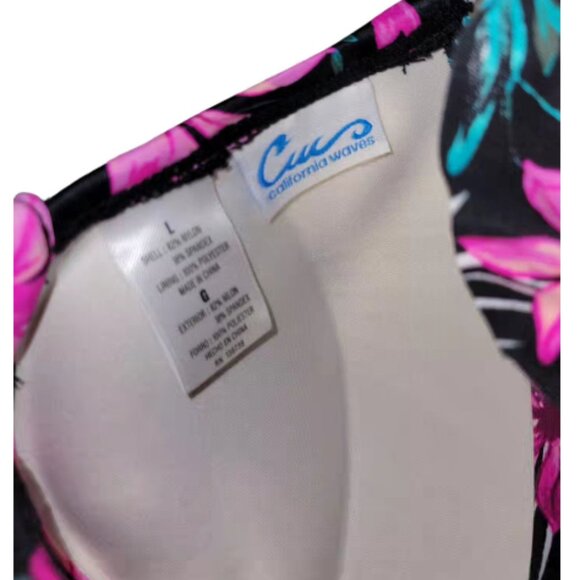 CALIFORNIA WAVES L/XL Mix&Match 2PC Floral Ruffle Scruch Bum Bikini Swimsuit NWT - Picture 2 of 7